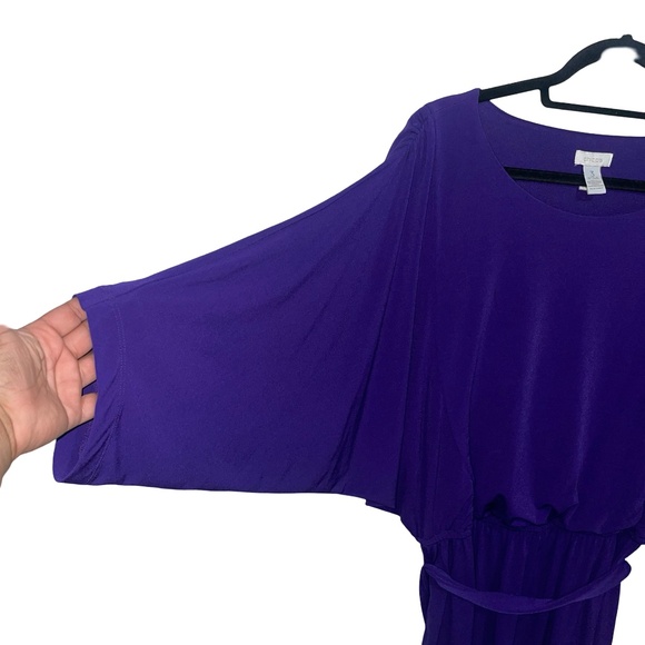 Chico's Women's Royal Purple Tunic Style Fabric Belted Stretchy Dress Sz 3(XL/16 - Picture 4 of 11